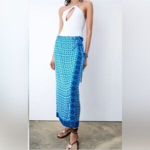 Zara printed Pareo wrap skirt